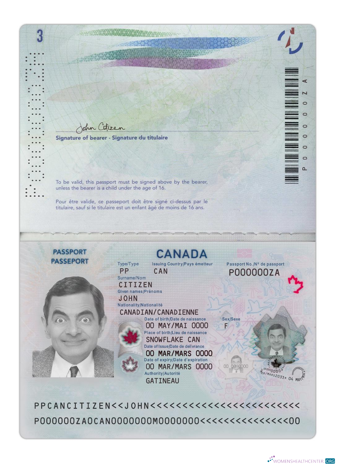 Download Canada passport 2023 present version 2 Photoshop template